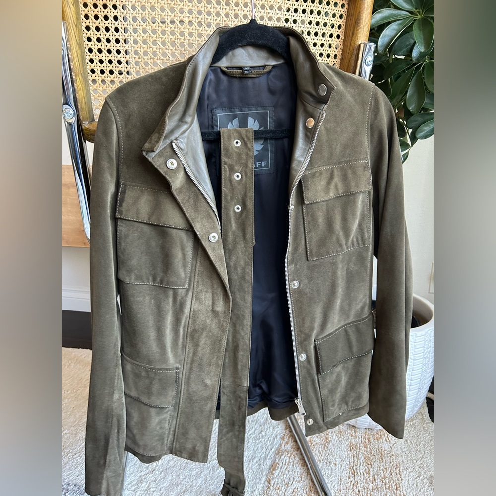 Belstaff Green Suede Jacket (belted) (40 IT)
